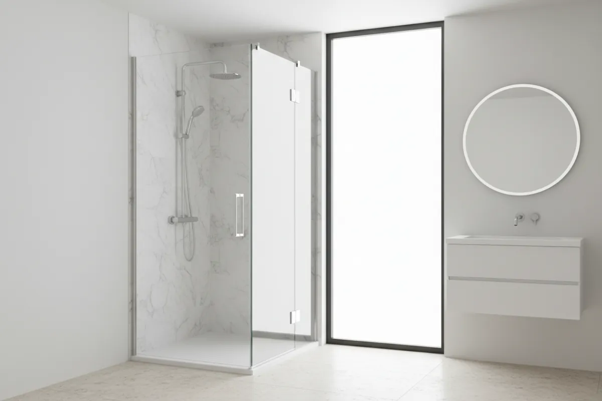 Frameless glass shower in Atlanta home