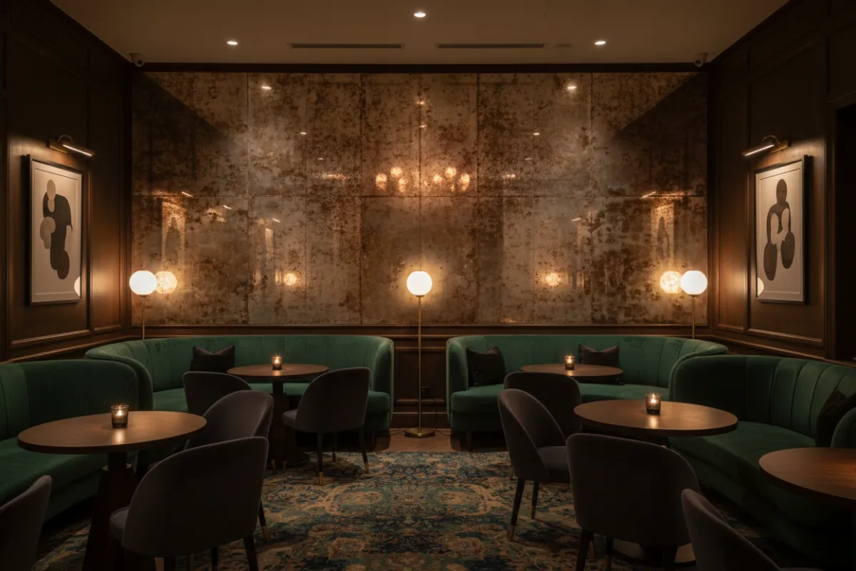 Antique mirror feature wall