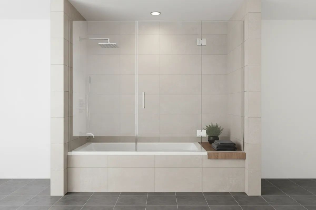 Frameless glass tub and shower enclosure