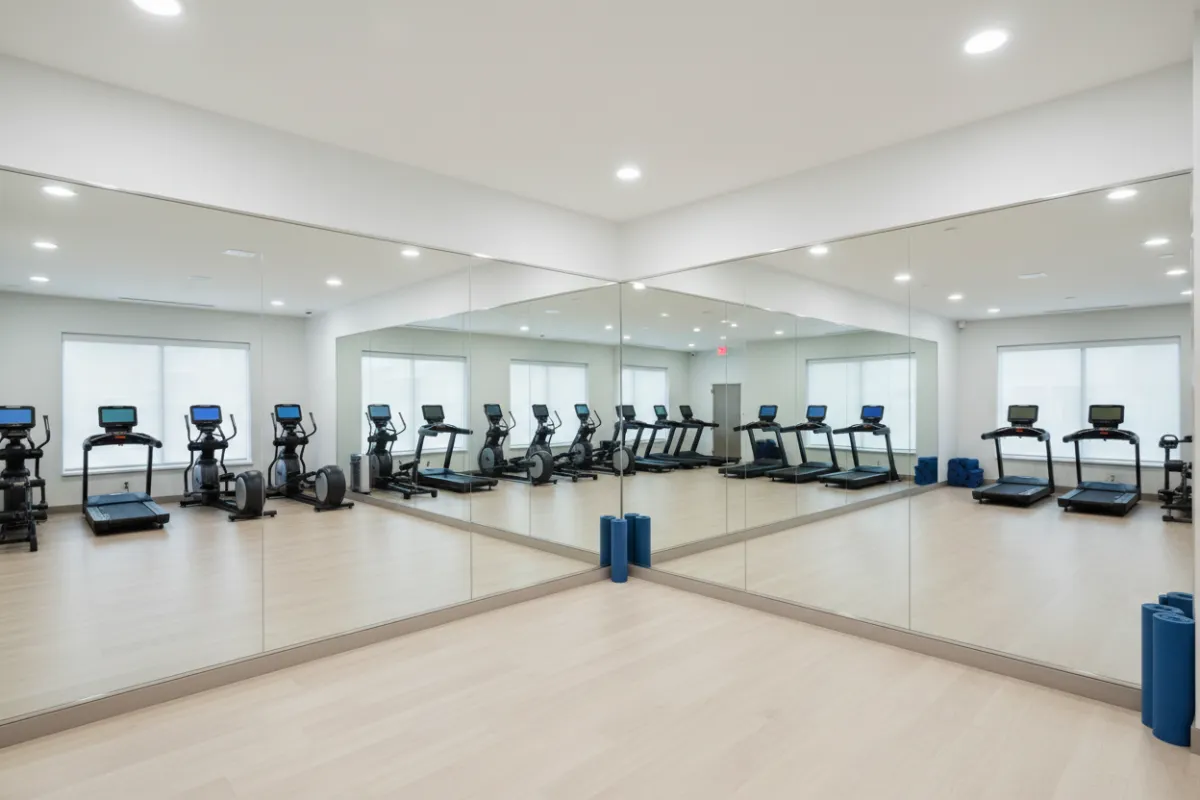 Gym and yoga studio mirror wall