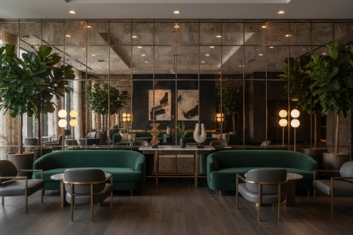 Smoked mirrored wall installation