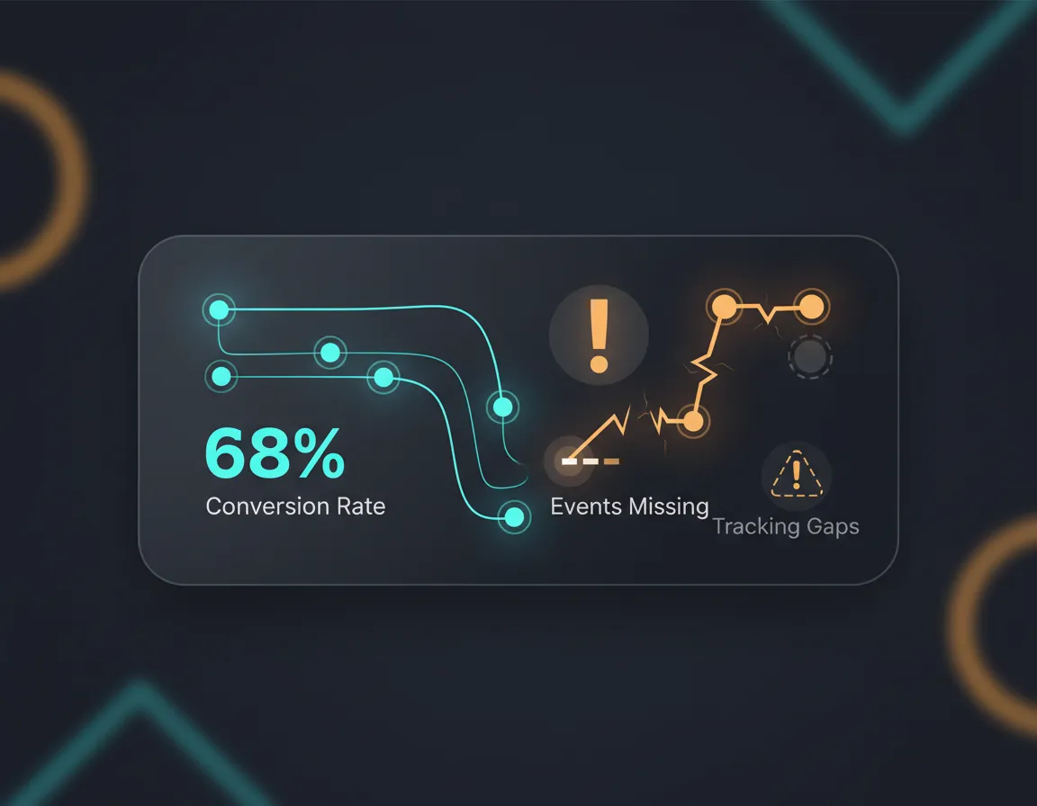 Abstract KPI dashboard widget showing missing tracking data