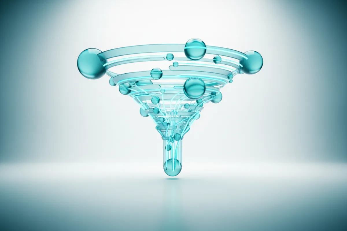 Abstract visualization of AI powered law firm client acquisition