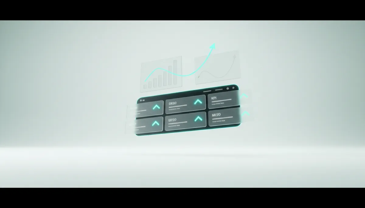 Abstrakte Dashboard-Grafik mit Klicks, ROI und Mandatskosten im modernen SaaS-Stil