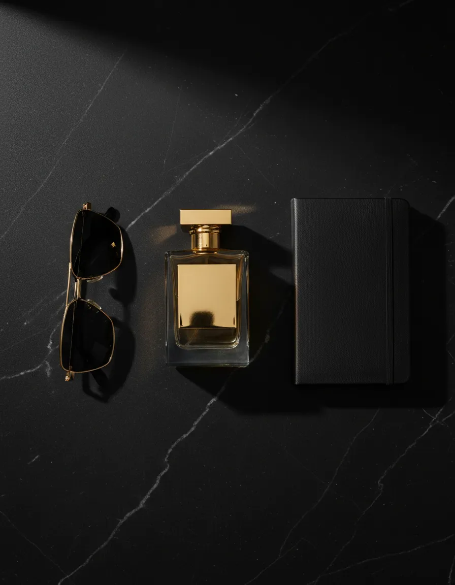 Premium fragrance bottle in luxurious setting