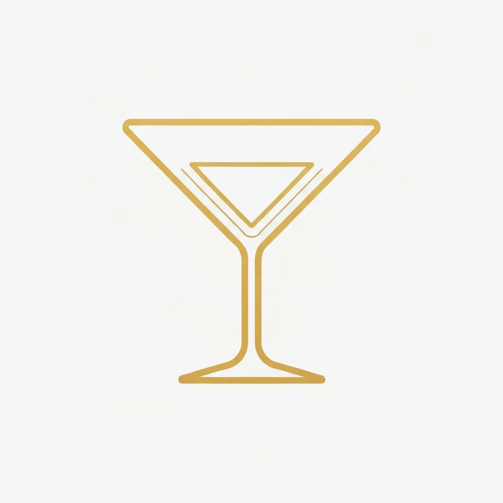 Gold line-art icon of a martini glass