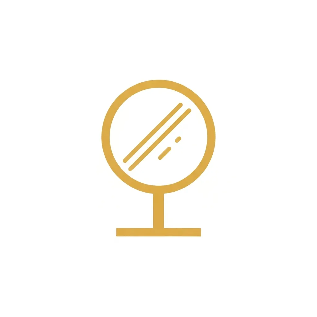Gold line-art icon of a selfie mirror