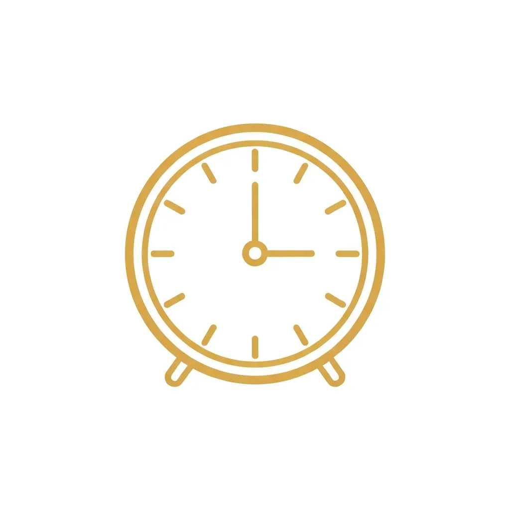 Gold line-art icon of a clock