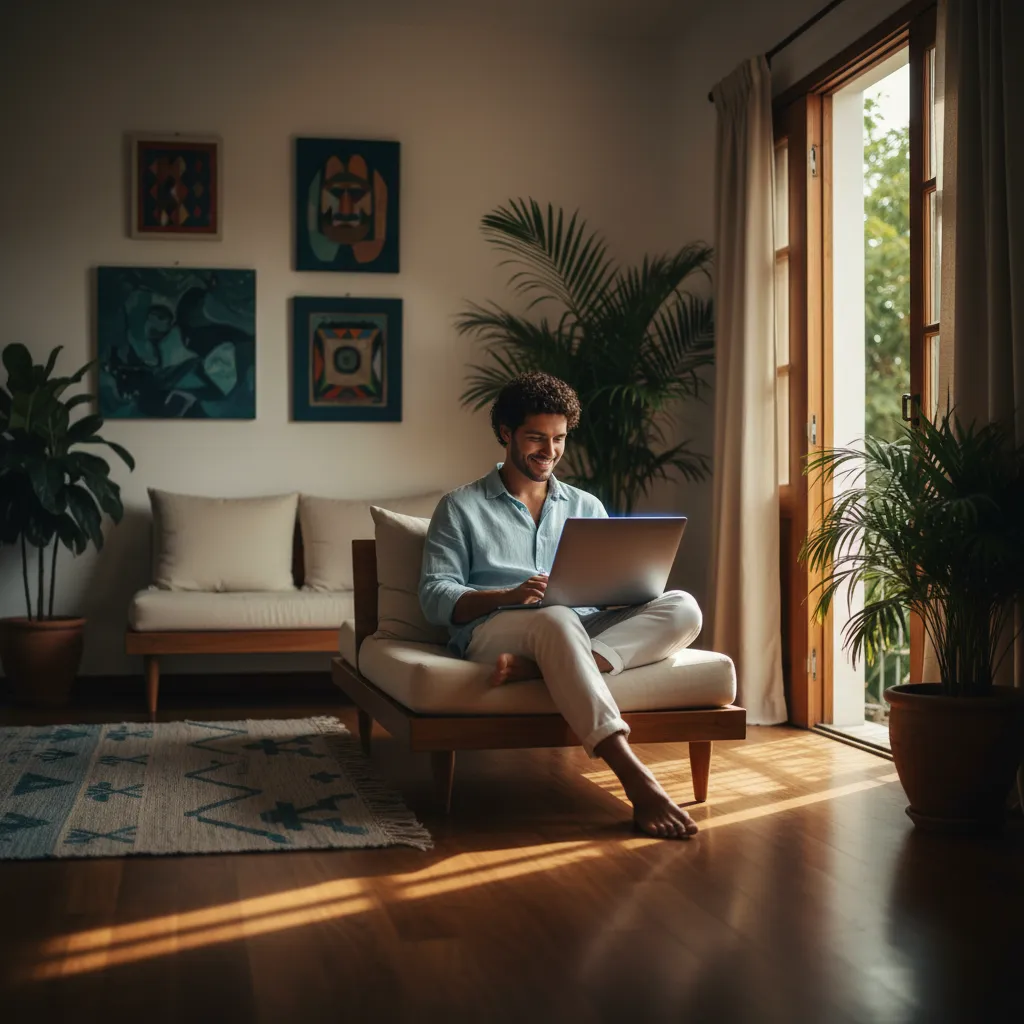 Professionnels et familles profitant d'une connexion internet rapide et fiable dans les Caraïbes