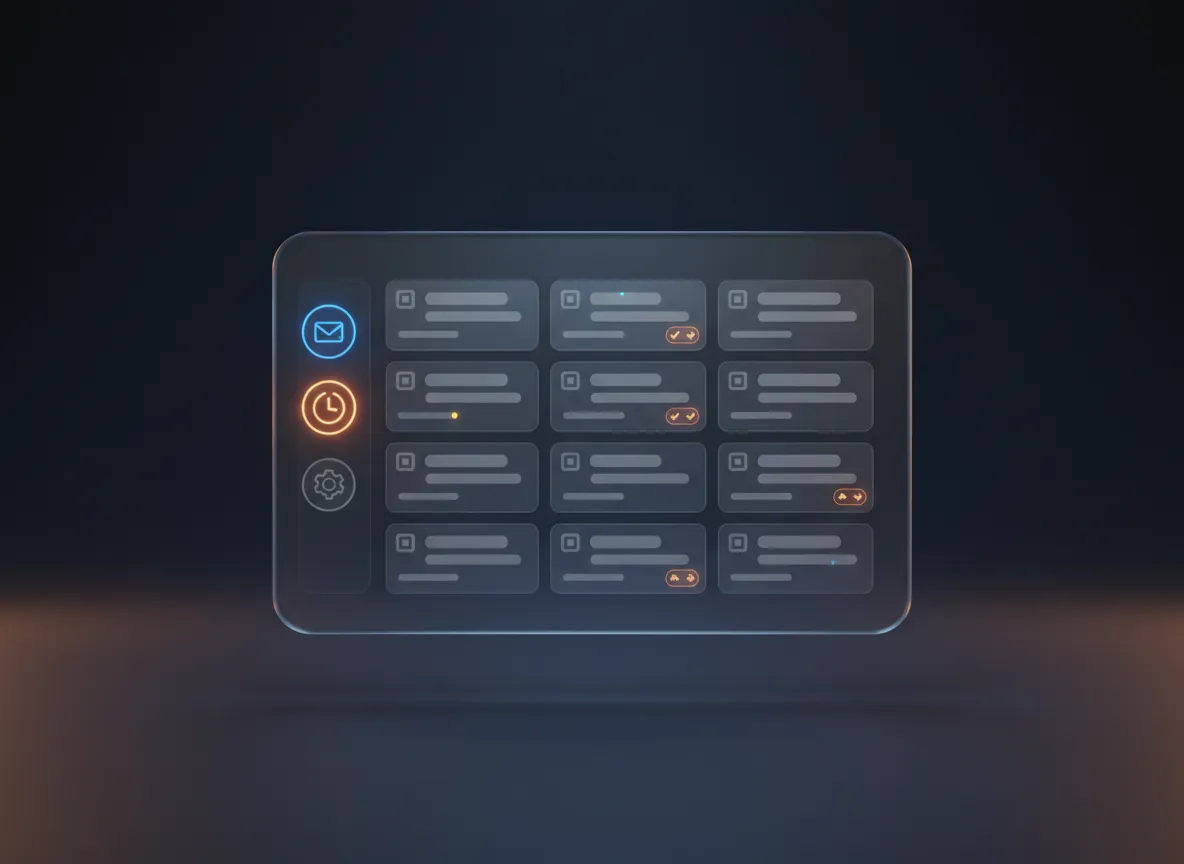 A clean, unified Relay interface showing calm, perfectly organized communication threads