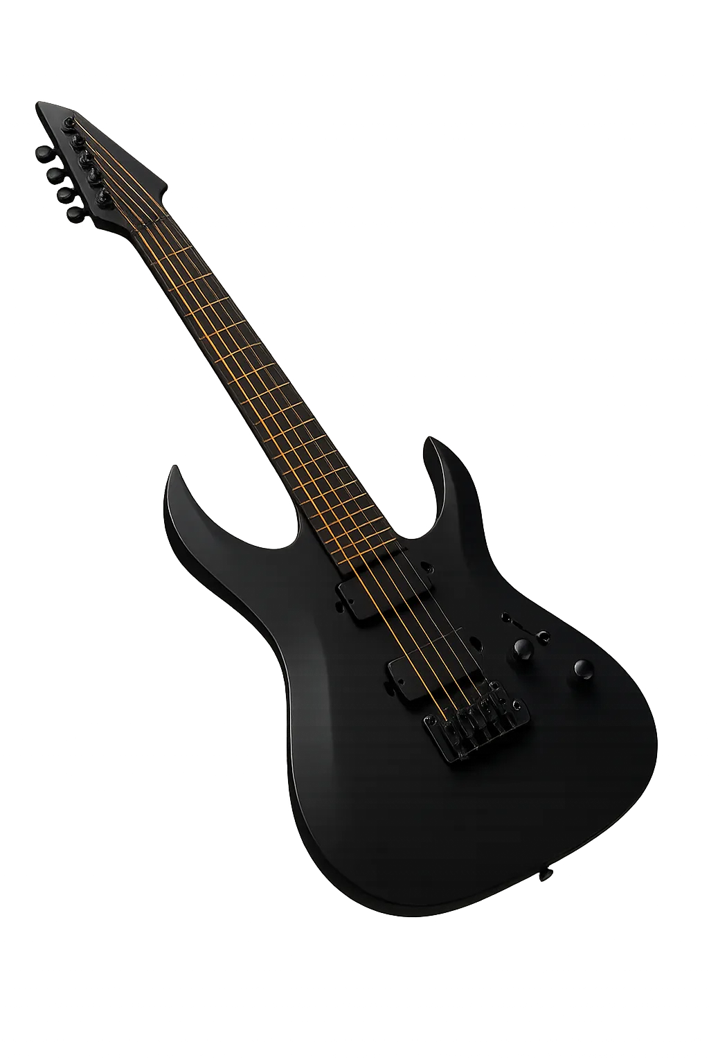 Custom high-performance electric guitar with aggressive sharp contours on dark stage backdrop