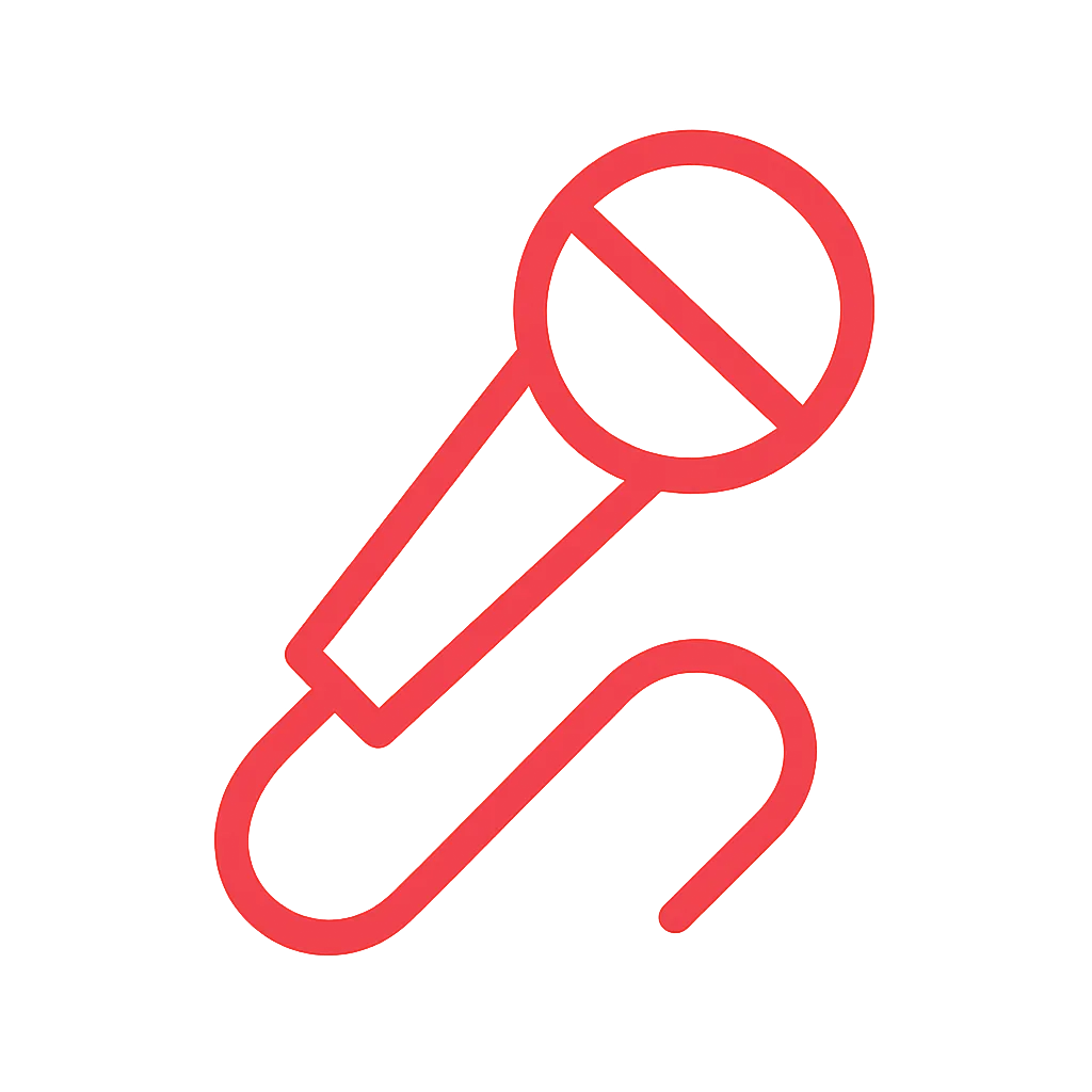 Microphone icon (handheld microphone with cord) in brand red