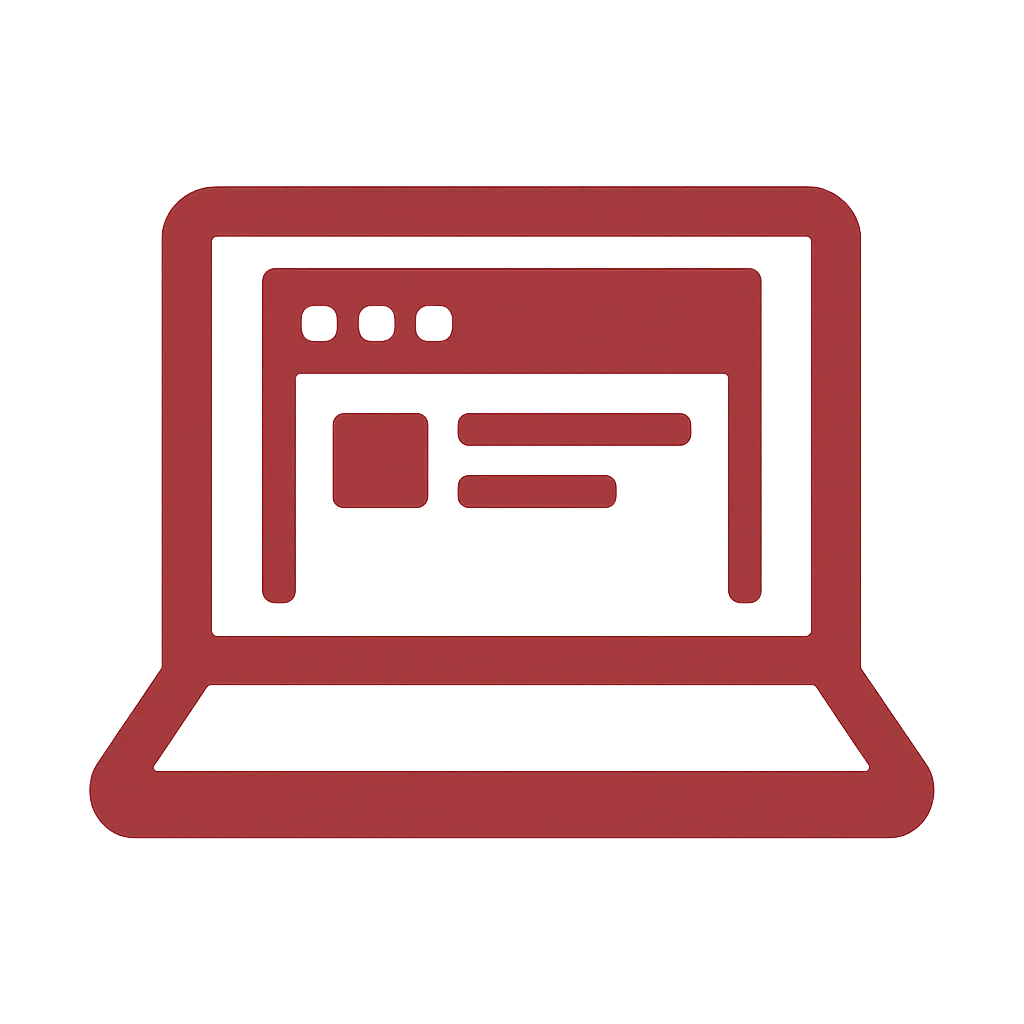 Website icon (laptop/computer) in brand red