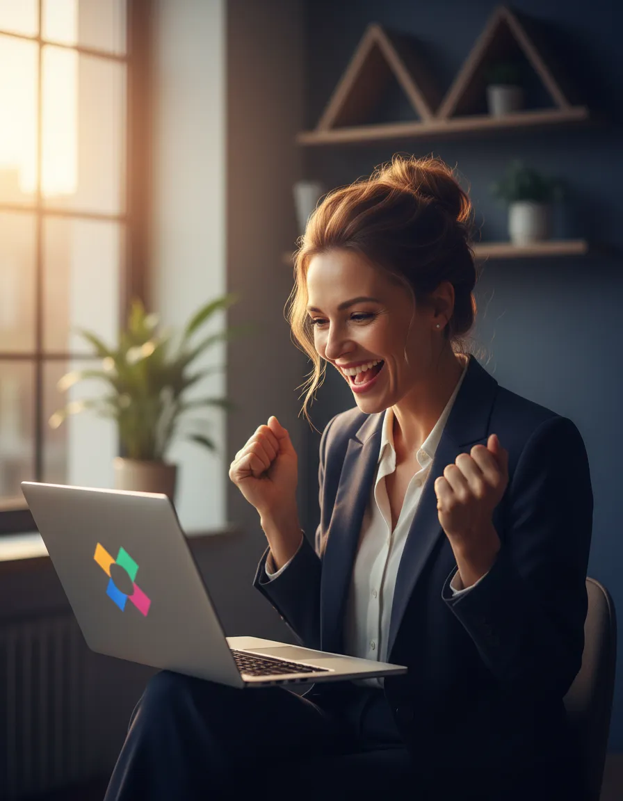 Business owner smiling at website launch