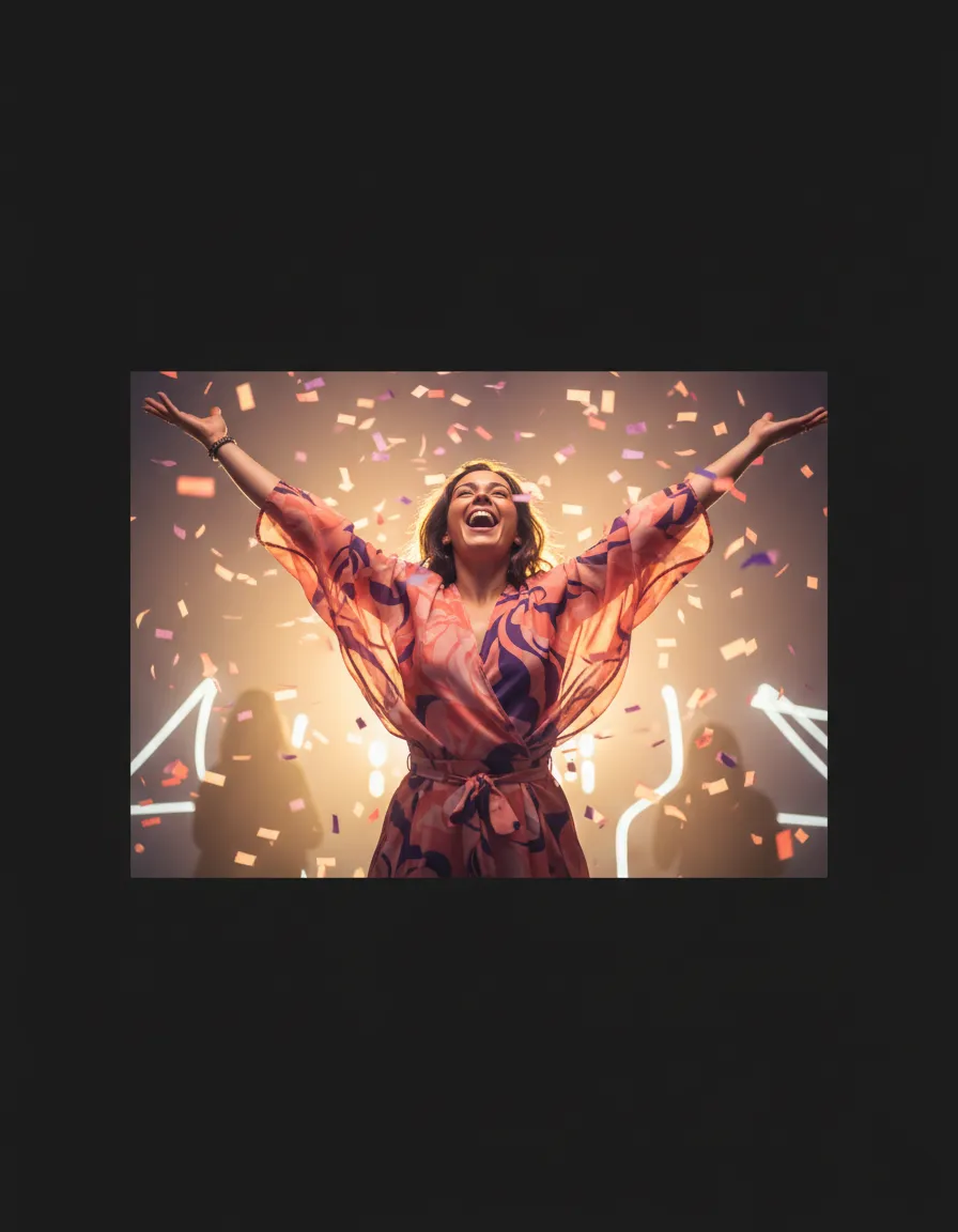 A person expressing immense joy and celebration during an event