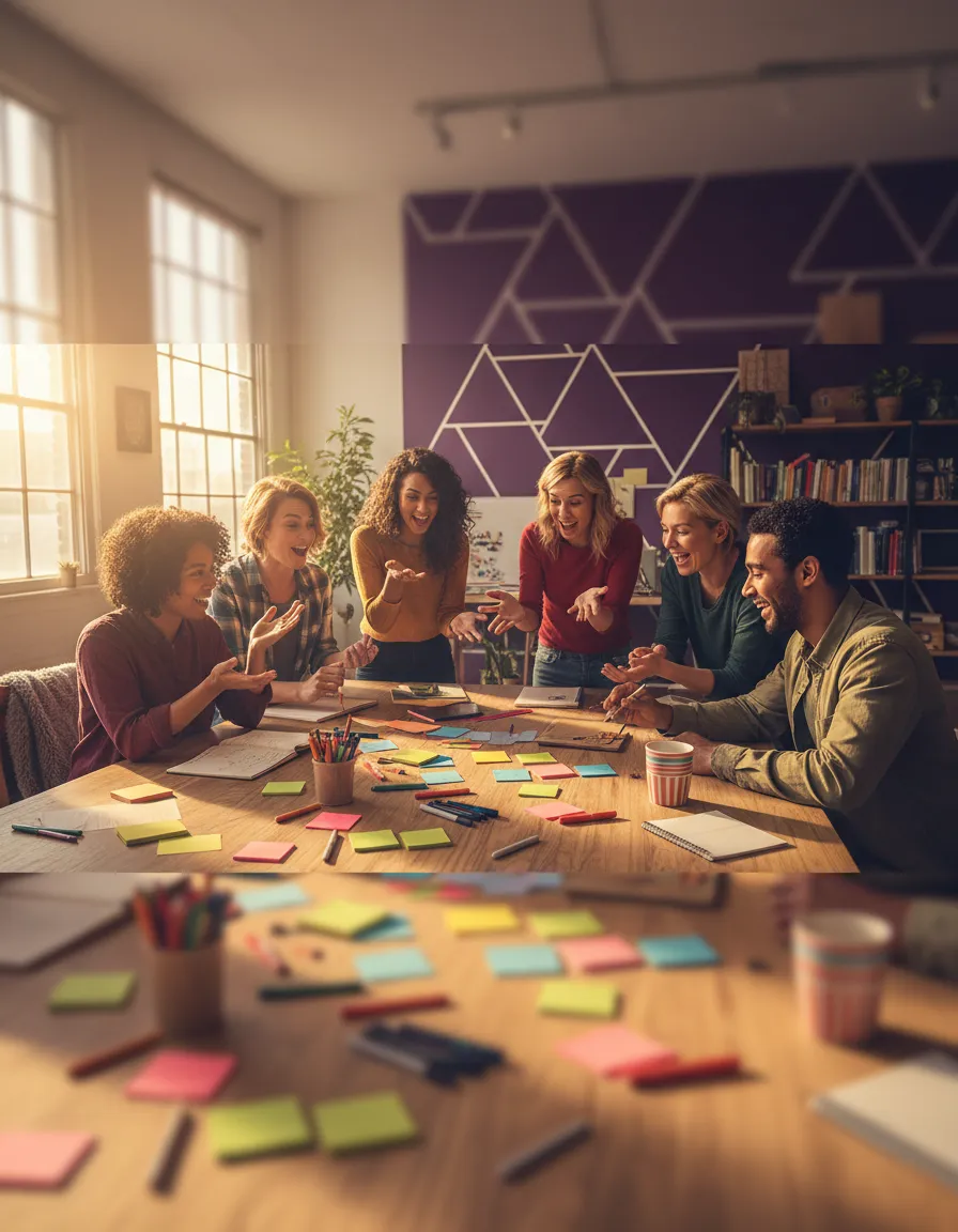 A group engaging in an active, hands-on experiential learning exercise
