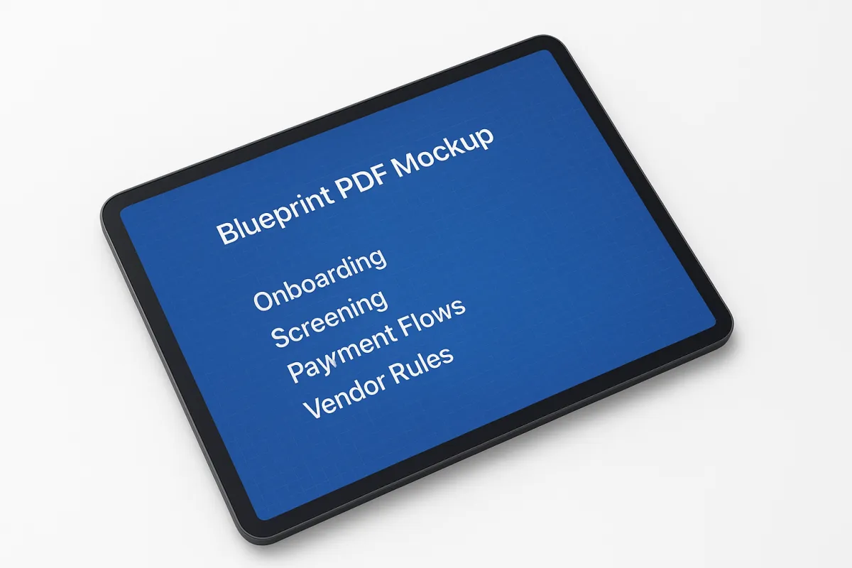 平板上的蓝图PDF样机，代表可下载资料