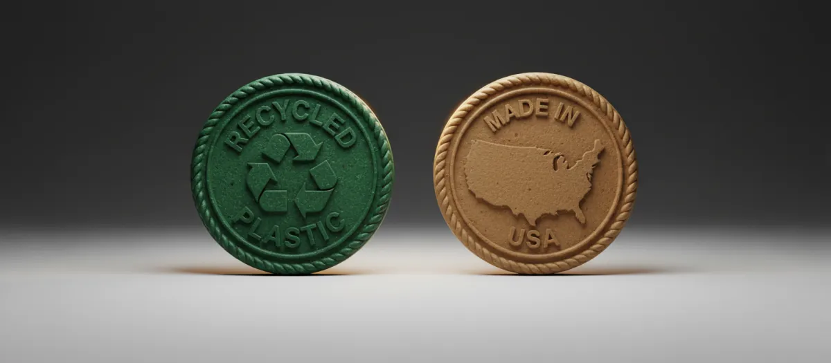 Recycled Plastic and Made in USA Heritage Badges