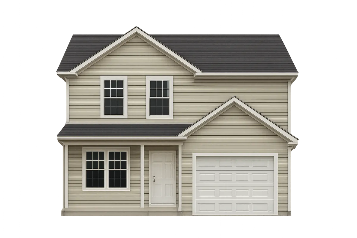 Isolated suburban house front on dark background
