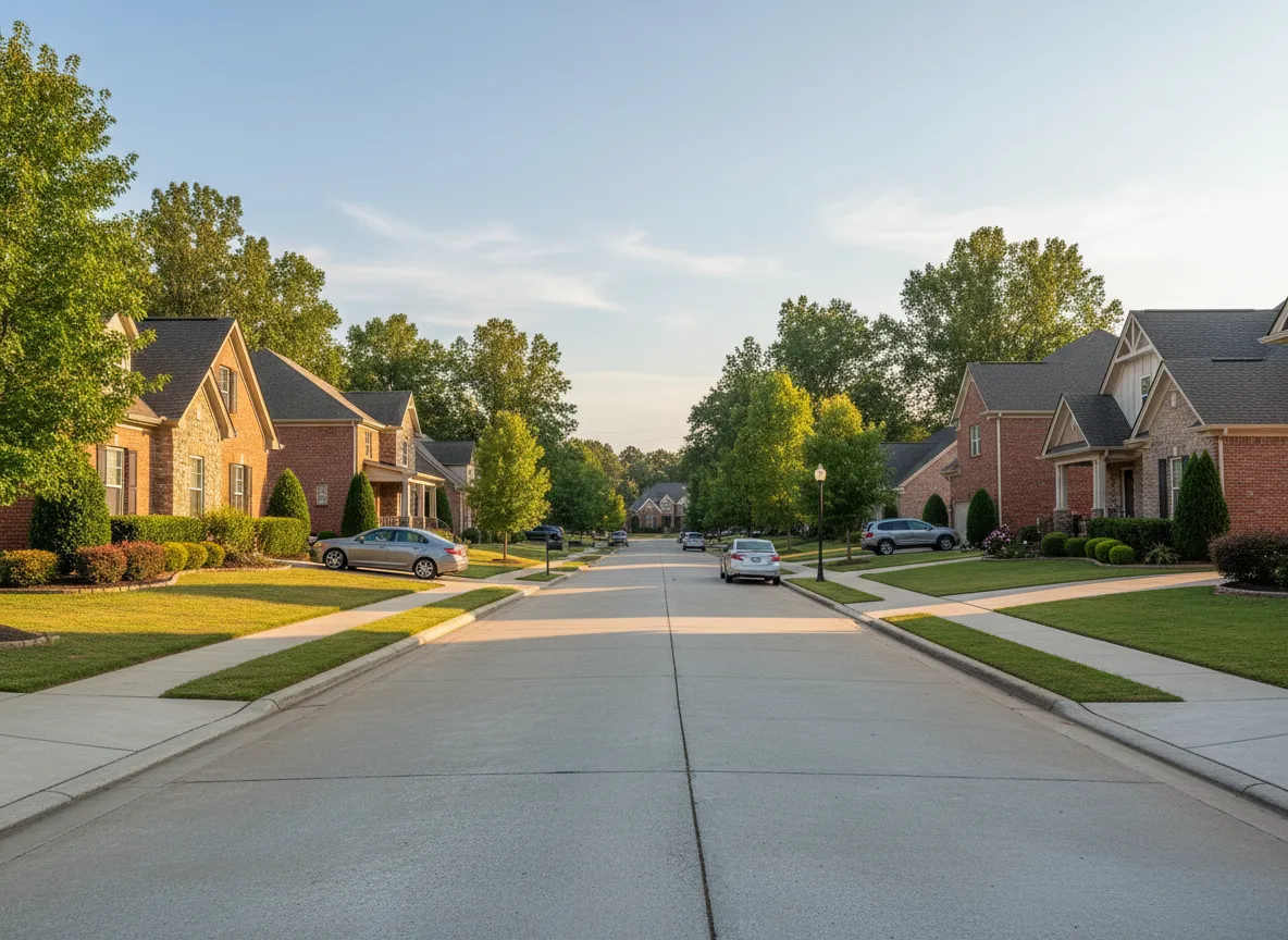 Tree-lined suburban street in Mulberry Dacula GA