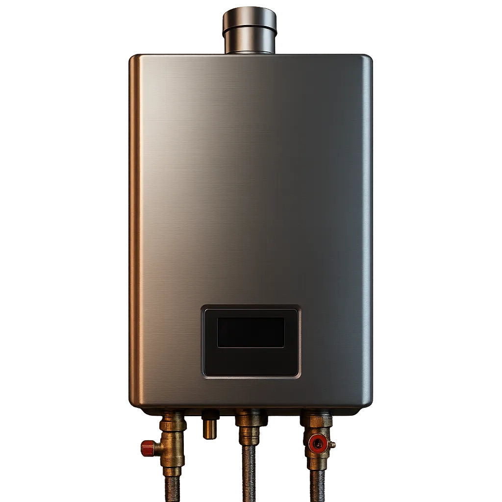 Professional plumber inspecting a modern tankless water heater in Metter GA