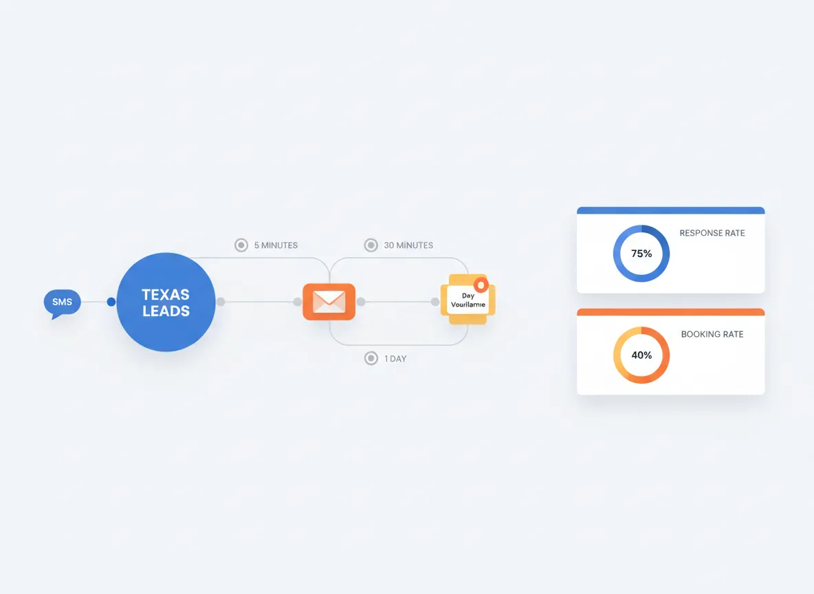 Automated follow-up campaign timeline for Austin and Texas leads