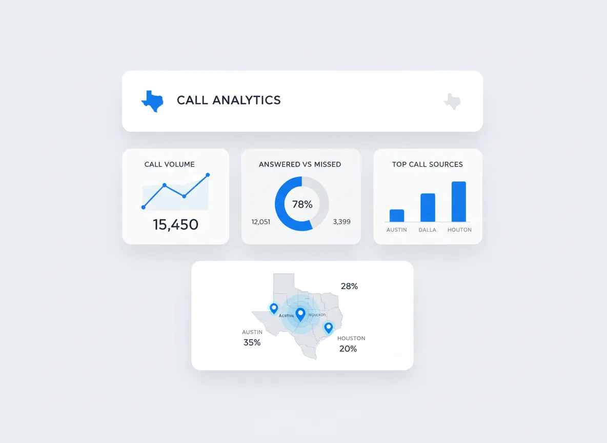Amicus Logic voice assistant dashboard with call analytics for Austin business