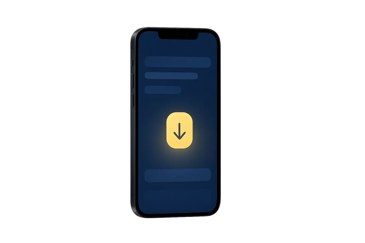 Phone UI mockup showing Tuk Tuk Ezee app download screen