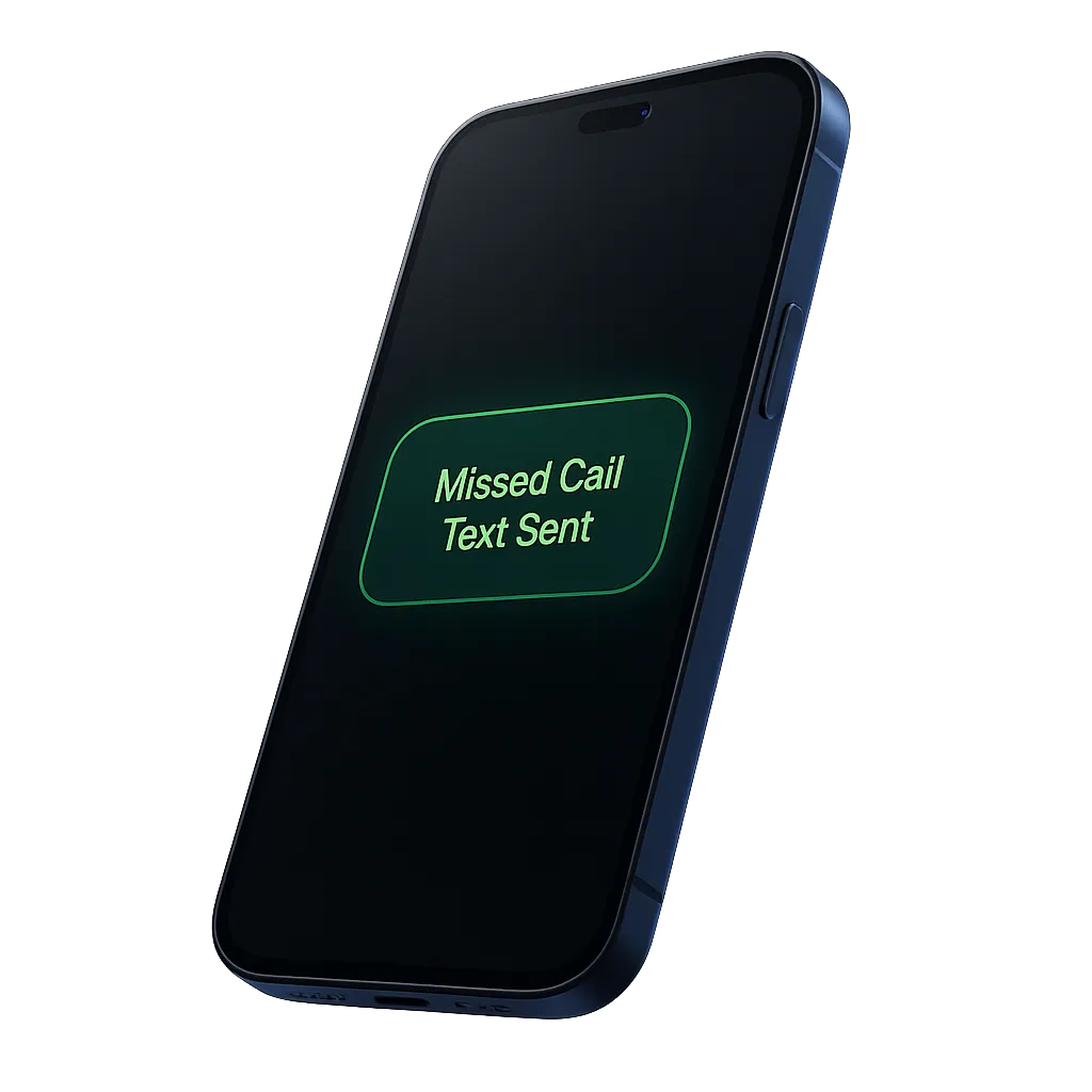 Smartphone displaying a missed call text back notification bubble