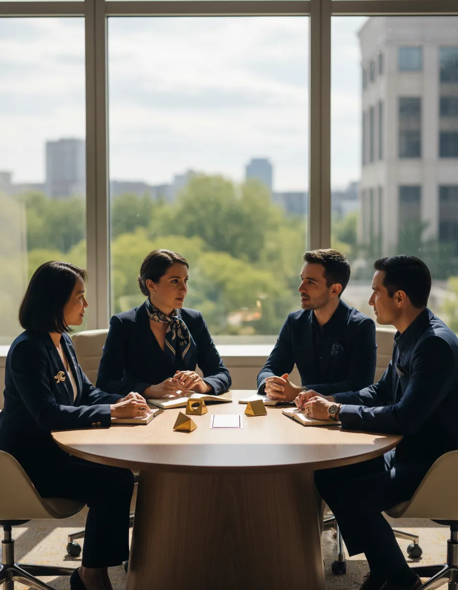 Employees collaborating in a modern workplace