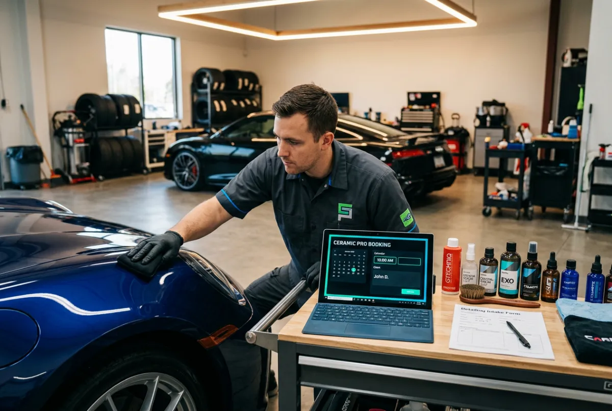 Example setup: Ceramic coating studio operations dashboard and automated customer intake system
