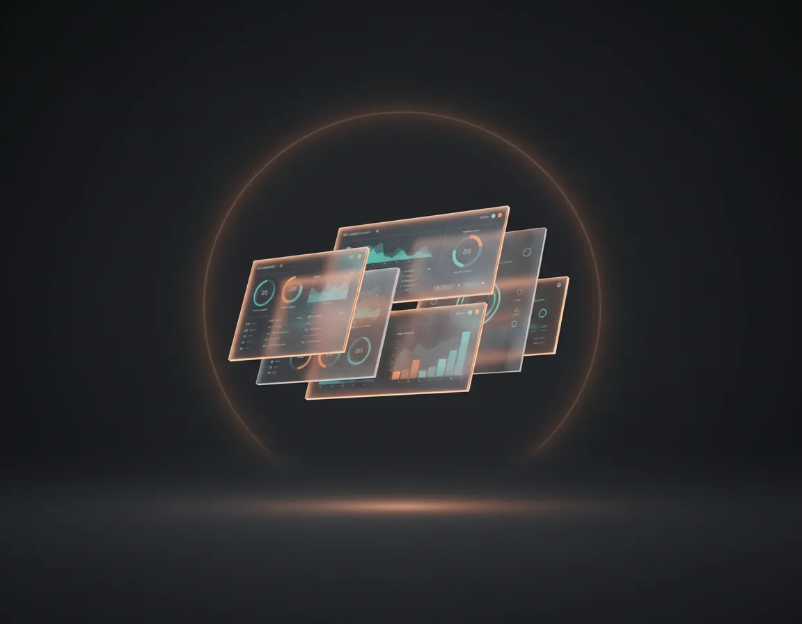 Roamer Suite layered software mockup dashboard