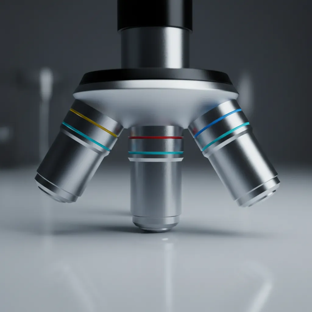 Vista de microscopio de sedimento urinario