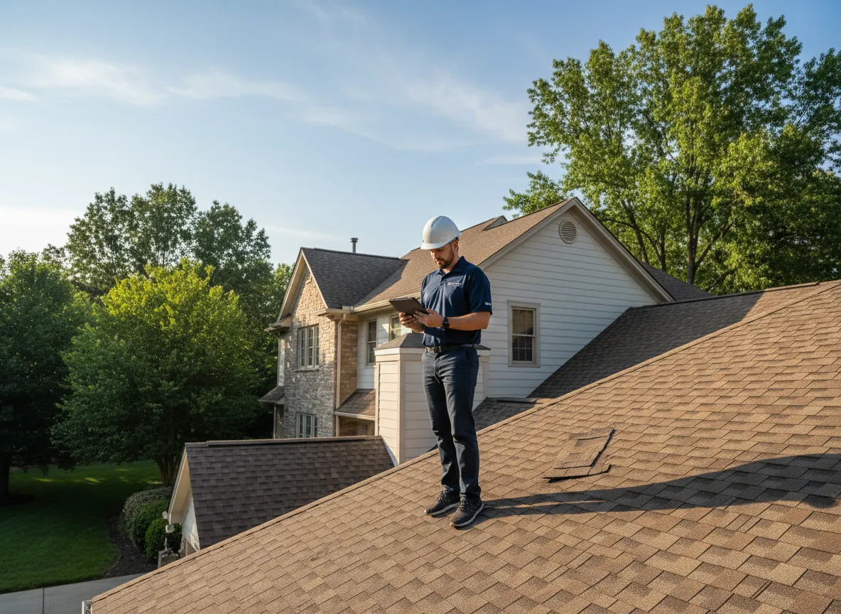 TLG Adjuster inspecting roof