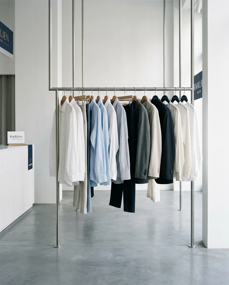 Atelier en winkelinterieur van Kwiklien kledingverzorging in Wilrijk en Bornem
