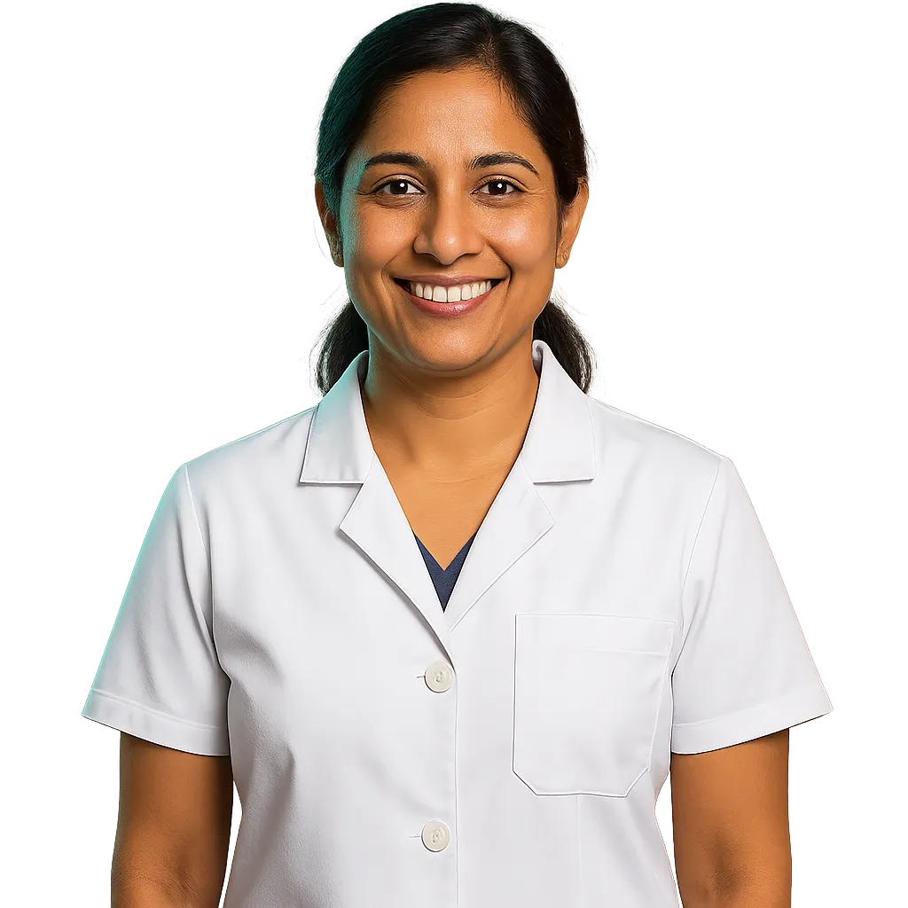 Portrait of Physiotherapist Mansi Sheth in a clinical wellness setting