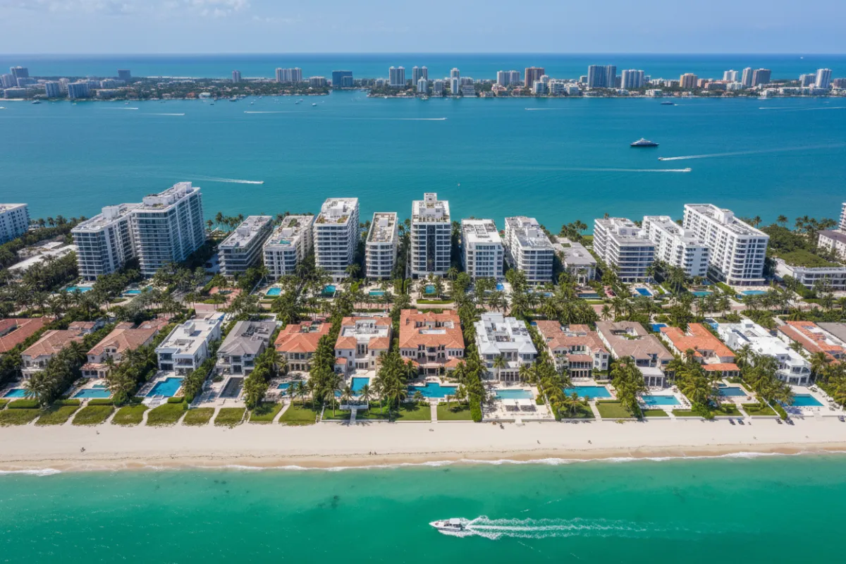 Aerial view of Miami Beach luxury homes