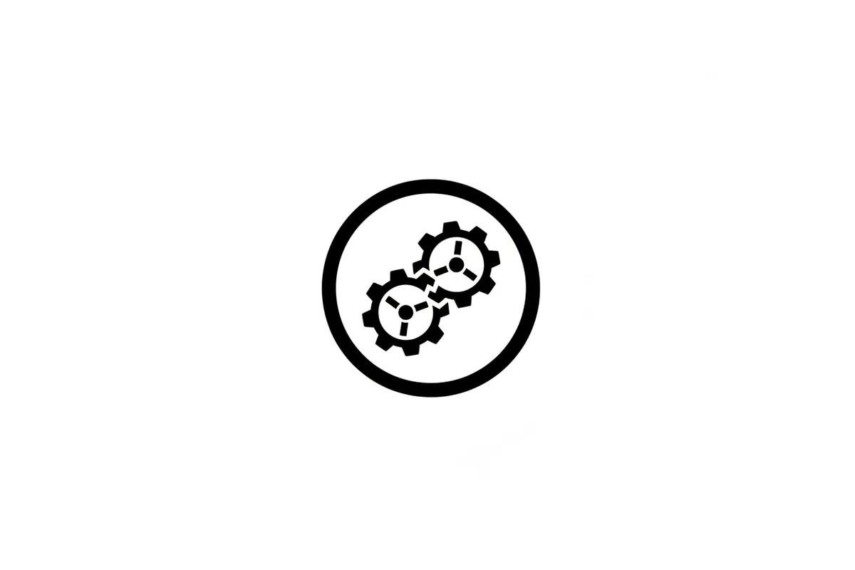 Monochrome partner logo badge on white background