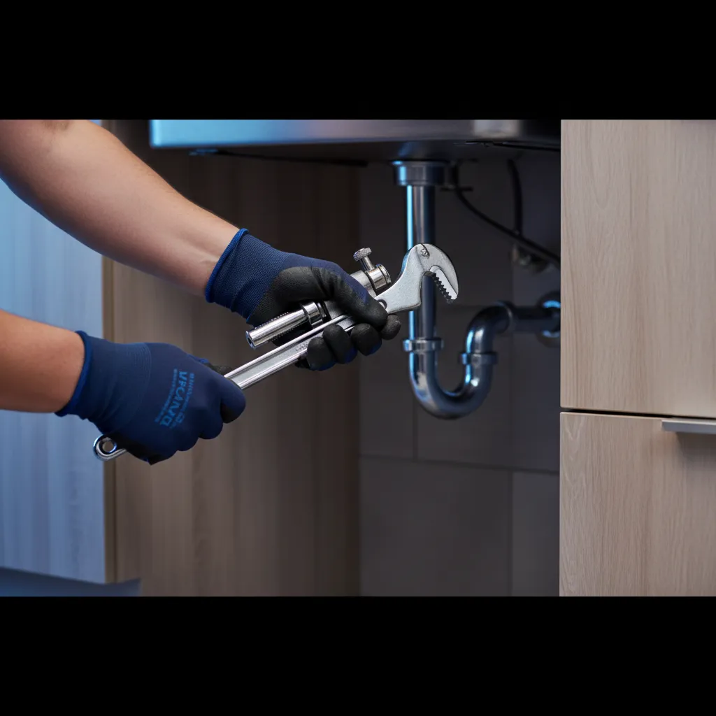 JA Mechanical LLC plumber fixing an under sink repair in Columbus Ohio