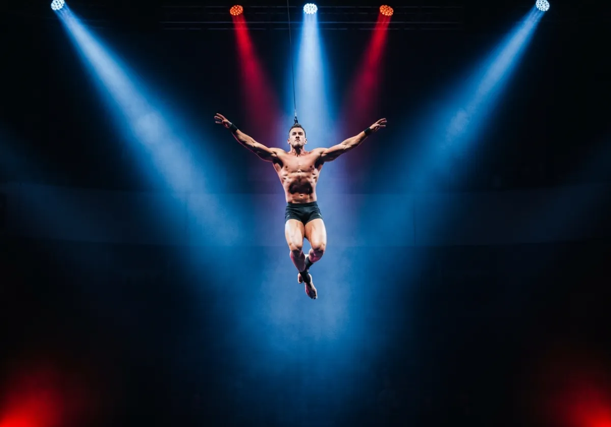 Sidney Akeem Bateman performing gravity-defying acrobatics
