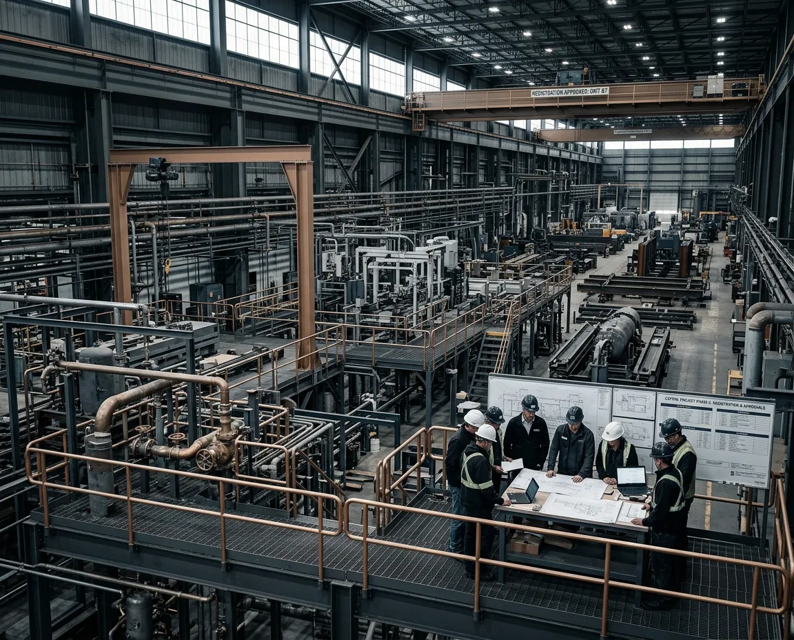 Desaturated industrial factory infrastructure and capital project architecture