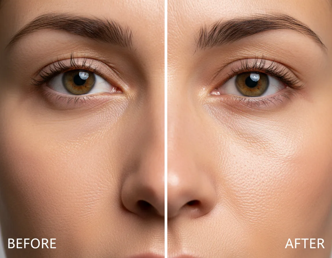 Before and after CoolPeel treatment for fine lines
