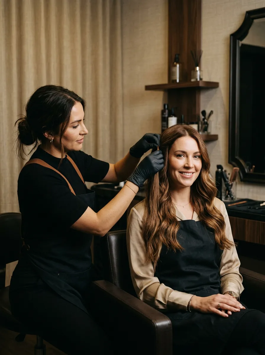 Editorial hair extension consultation and precision placement session