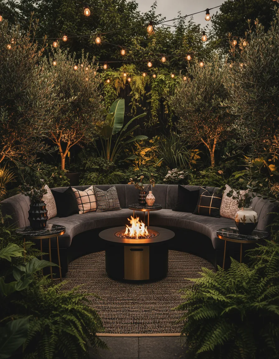 Lush landscape and outdoor seating designed by TRIBEHAUS