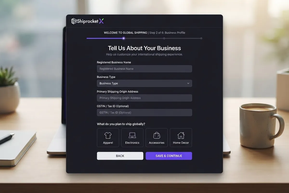 Shiprocket X cross-border onboarding journey, KYC workflows, and merchant verification status