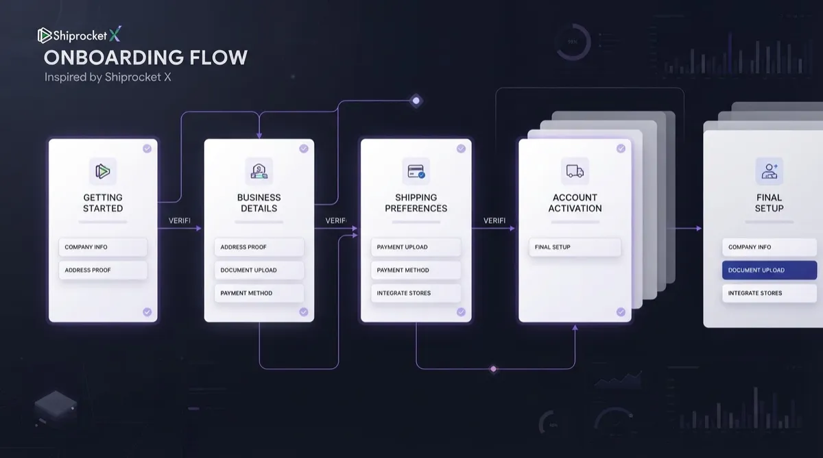 Shiprocket X cross-border logistics merchant onboarding flow and verification steps