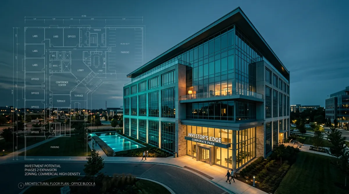 Commercial architectural blueprint and high-yield real estate investment property