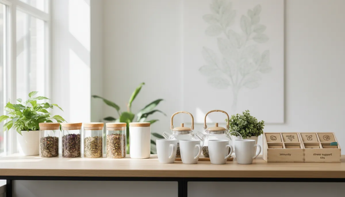 Assorted herbal wellness products for small business teams