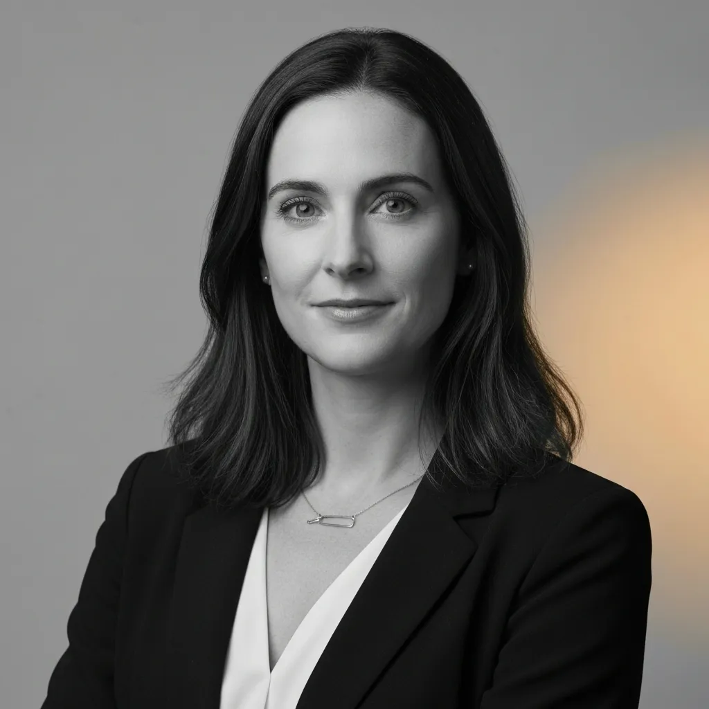 Black and white editorial portrait of Sophia Kensington