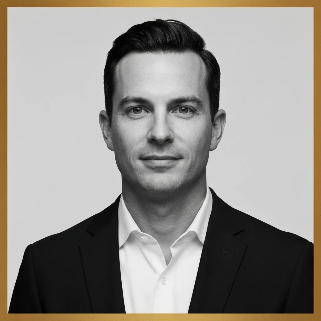Black and white editorial portrait of Marcus Thorne
